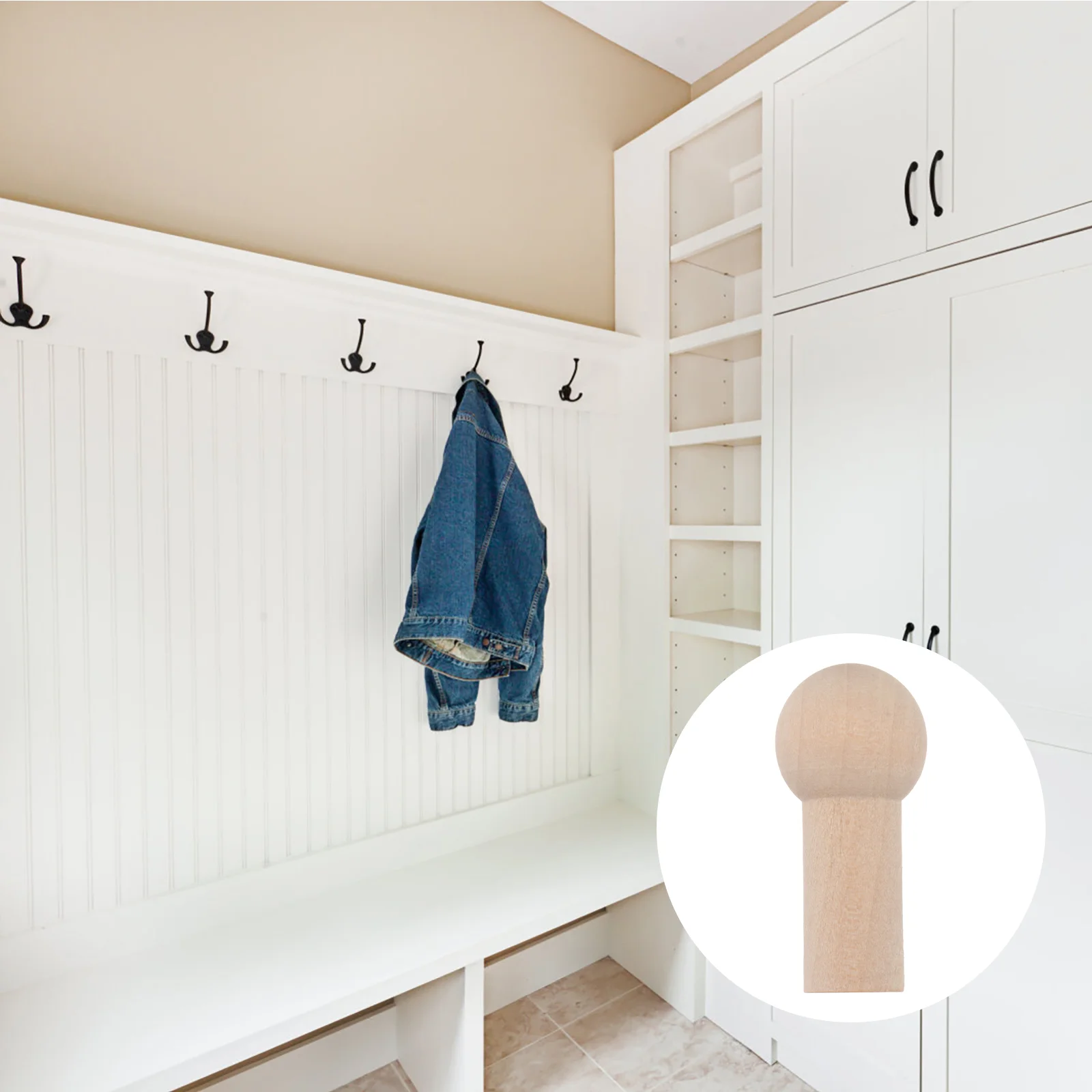 

25 Pcs Heavy Duty Robe Hook Decorative Hooks Wall Mounted Clothes Rack Wooden Hanger Hangers for Pendant