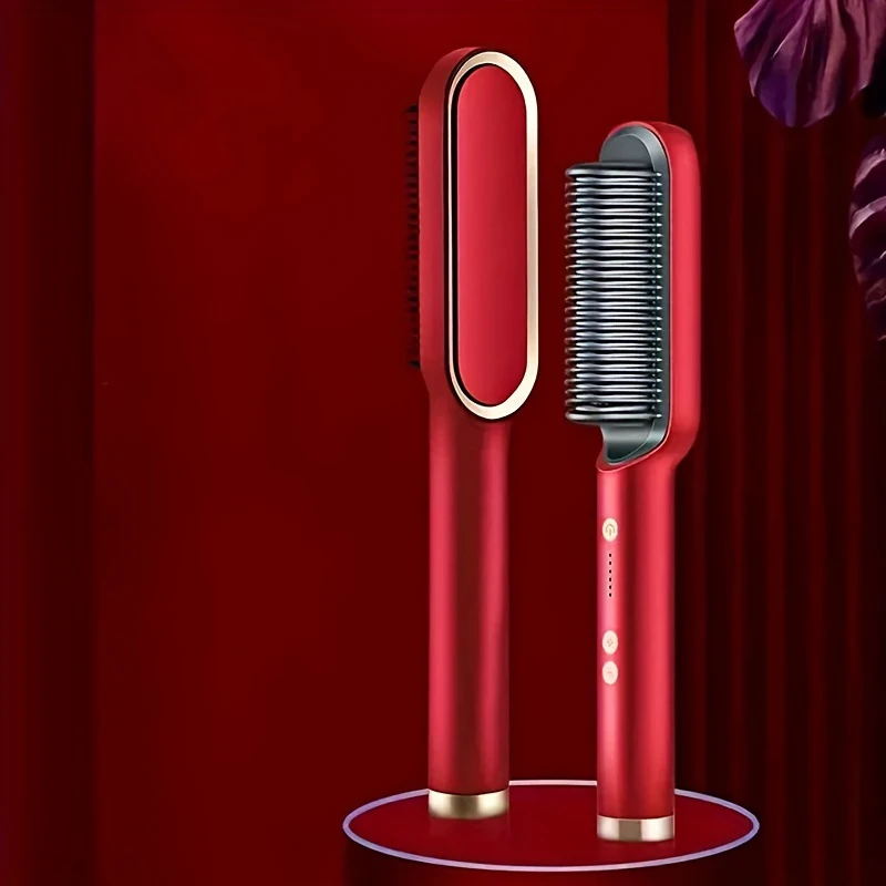 Hair Straightening Comb 1PC Plug Type Adjustable Temperature Anti-scald Design Improve Frizzy Hair- hair straightener comb