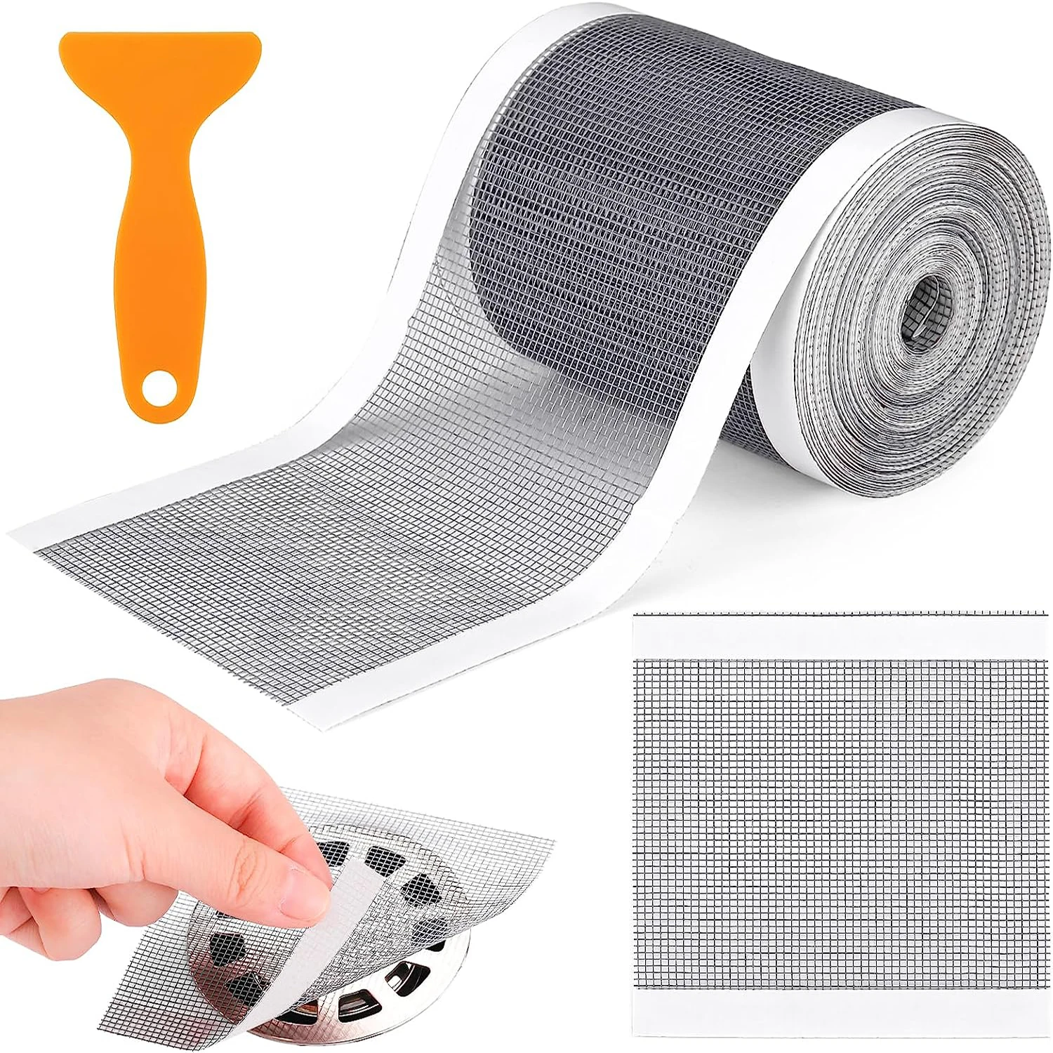 10/5m Shower Drain Catcher Cutable Shower Drain Hair Catcher Self-Adhesive Floor Drain Stickers Disposable Mesh Sink Strainer Filter For Bathroom