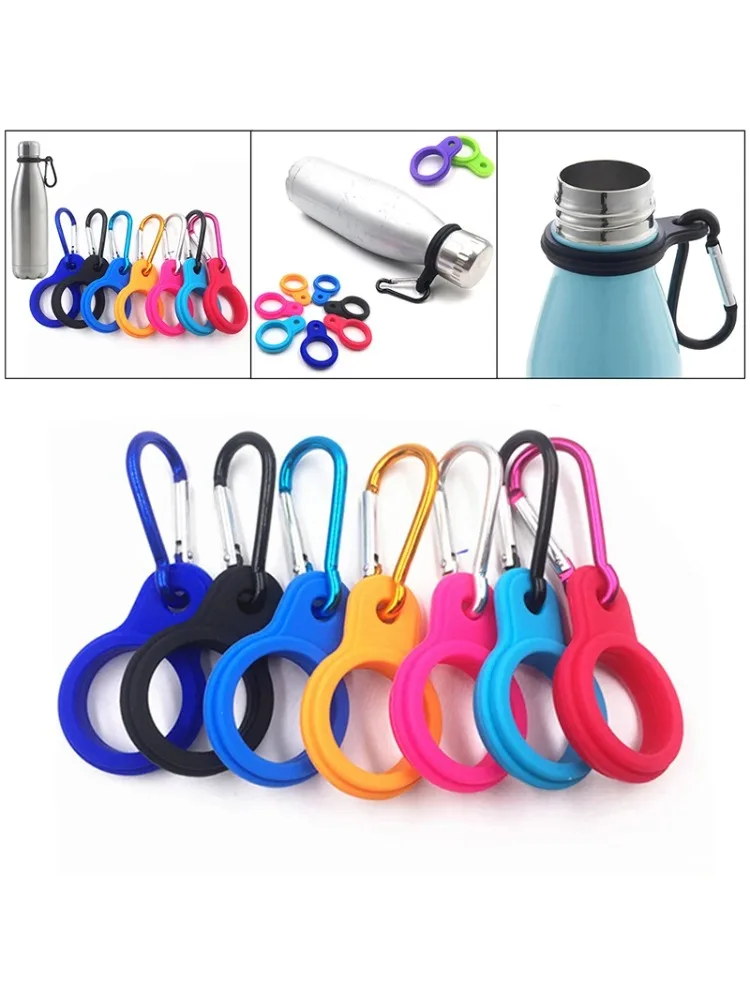 Description Picture 2 of item1PC High Quality Aluminum Sports Kettle Buckle Outdoor Carabiner Water Bottle Holder Rubber Buckles Hook Camping Hiking Tool