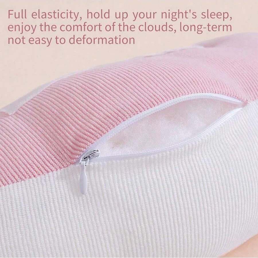 Side view of maternity pillow providing lumbar and belly relief.