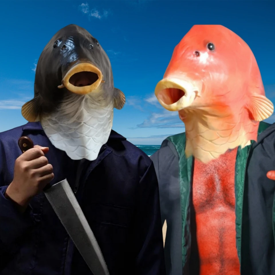 Mascaras De Halloween MSTICKER Halloween Costume Fish Head Party Mask...  Squid Game Mask, image size:960x960