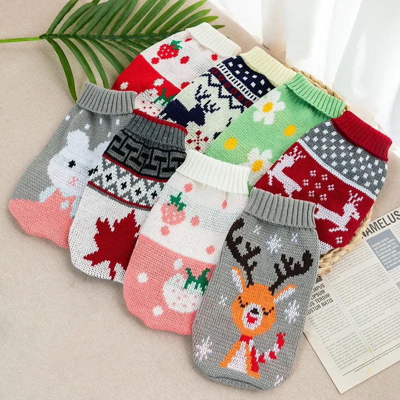 Pet Clothes for Small Medium Dogs Christmas Sweater Winter Supplies