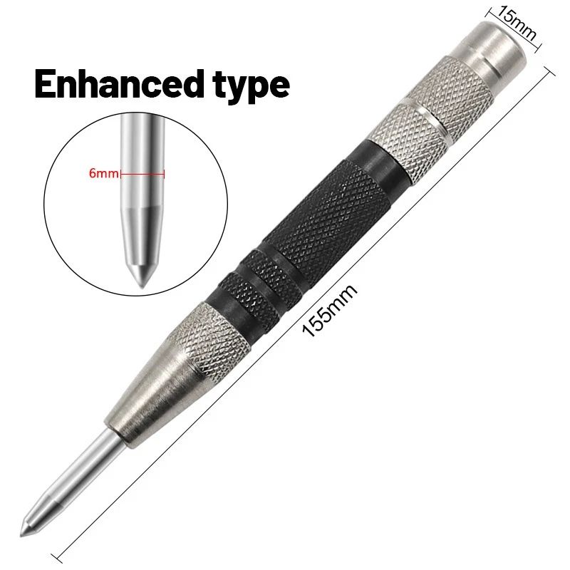 155Mm Woodworking Punch Automatic Center Punch Locator Window Breaker Automatic Sample Hand Tool Durable automatic center punch