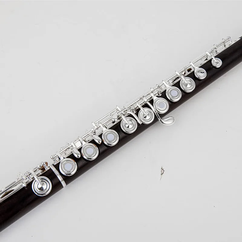 Powell 17 Holes Ebony flute Open Hole Silver Plated E key Grenadilla Wood Professional Flute musical instruments