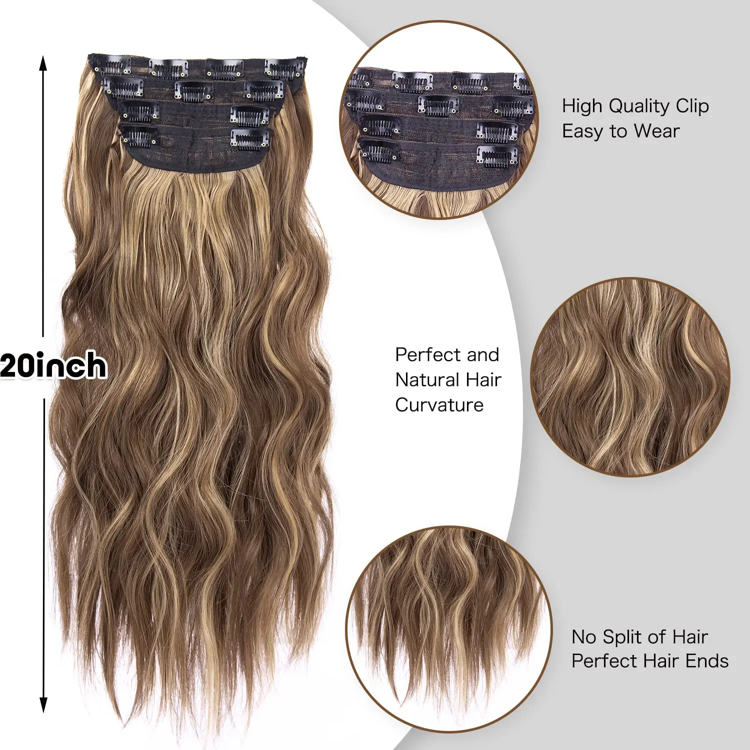 Hair Extensions 4 PCS Wavy Clip In For Woman