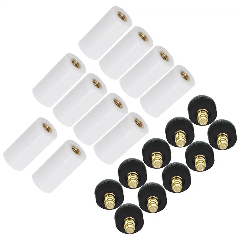 10pcs/Set Professional Cue Tips Billiard Replacement Screw-on Tips Pool Cue Stick Ferrules Black and White 13mm