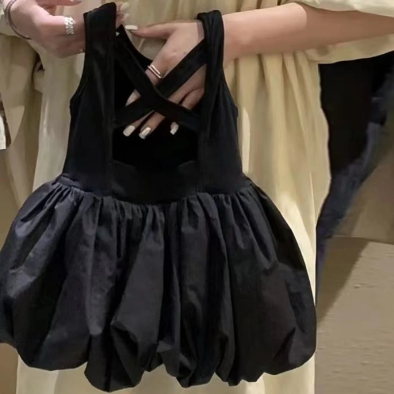 Girl Black Backless Sleeveless Summer Dress for Girl Kids Clothes for Girl Clothes Princess Dress Vestidos Платье Для Девочки