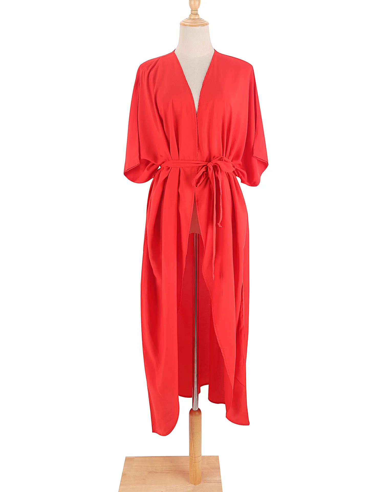 Women's Beach Cover Ups Open Front Tie Dye Maxi Cardigan Kimono Swimsuit with Belts 4