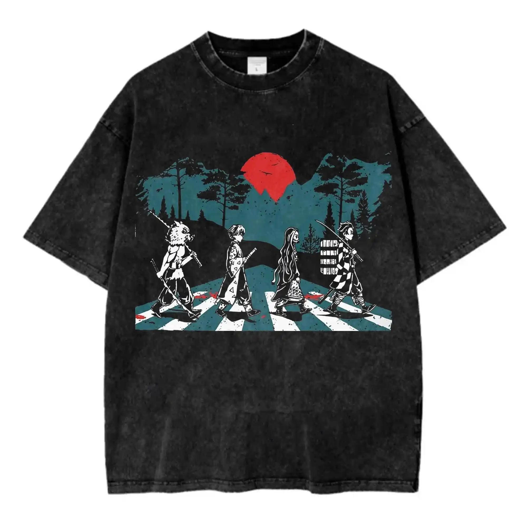 Vintage Wash Aesthetic Anime Graphic Tee, Otaku Gift Apparel