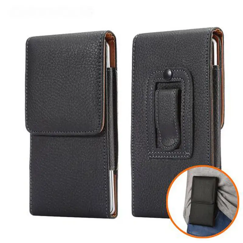 Premium PU Leather Phone Pouch with Belt Clip - Universal Casual Rectangle Mobile Bag
