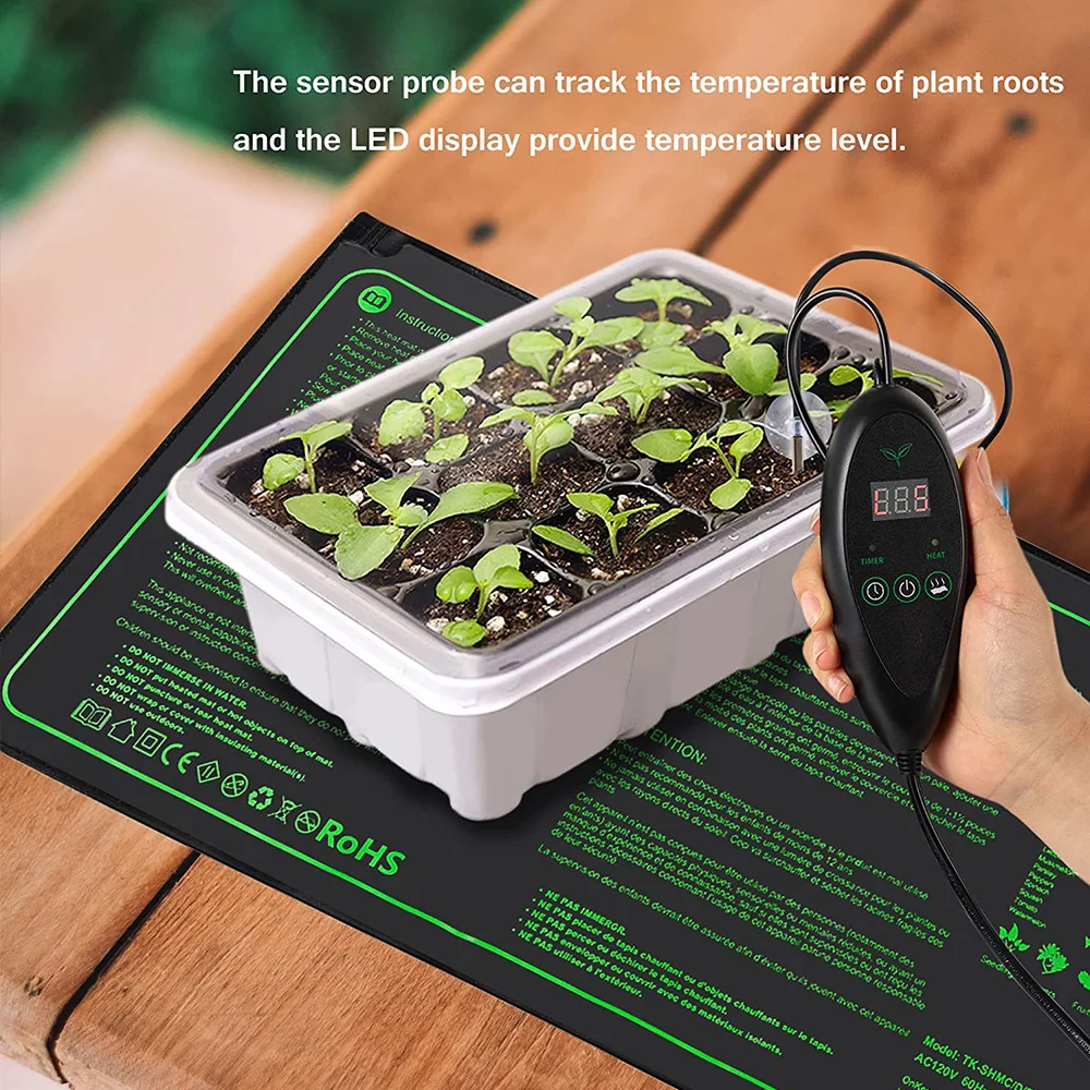 Durable Waterproof Plant Seedling Heating Mats with 20℃-45℃ Digital Thermostat Controller for Hydroponic Seedling Germination