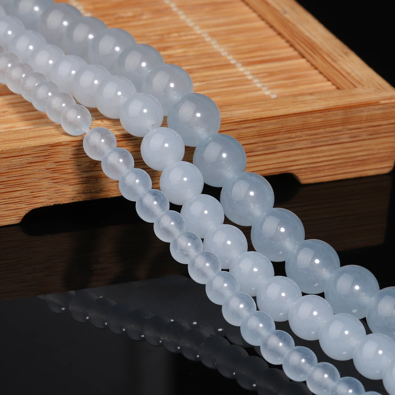 Lake Blue Natural Chalcedony Round Beads for Handmade Jewelry and Gifts