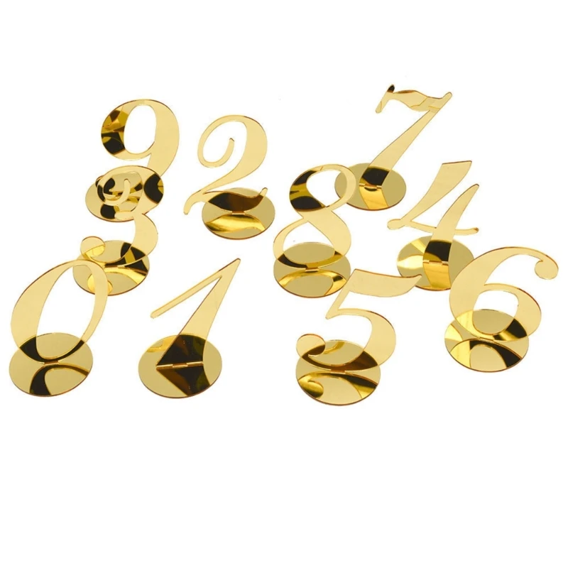 10pcs Wedding Table Numbers Decoration for Wedding Centerpieces Gold Mirror Acrylic Signs Reception Number Freestanding 87HA