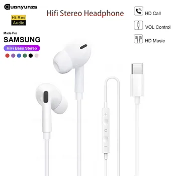 Cuffie cablate originali Type-C per Samsung Galaxy S24 S23 S22 A53 A52 Note 20 Auricolari in-ear da 3,5 mm USB-C con bassi Hi-Fi