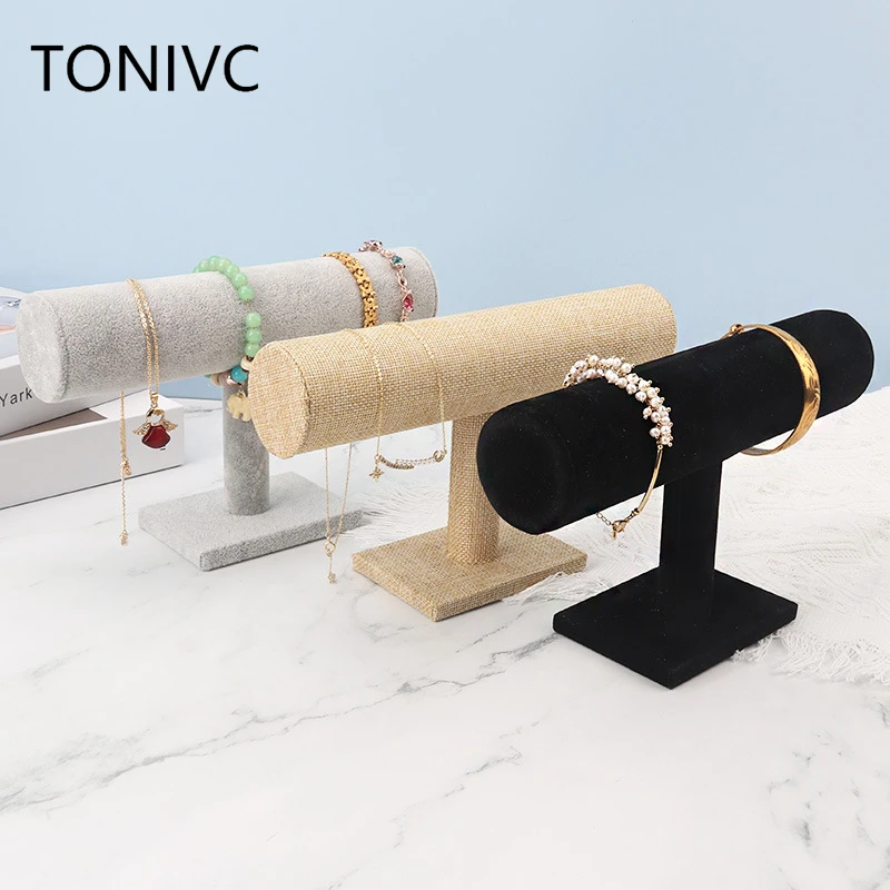 TONVIC High Quality Vintage T-Bracelet Chain Watch Bracelet Display Hair Clip Headdress Storage Rack Display Stand Holder