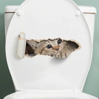 Torn Peeping Kitten Toilet Sticker 3D Effect Bathroom Toilet Seat Waterproof Sticker Self-Adhesive 2