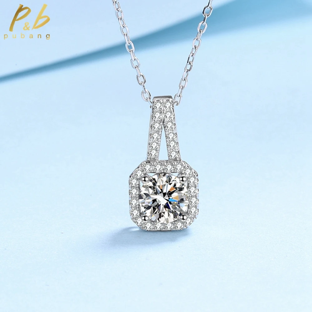 

PuBang Fine Jewelry 925 Sterling Silver Moissanite Diamond Cocktail Pendant Necklace for Women Wedding Party Gifts Free Shipping