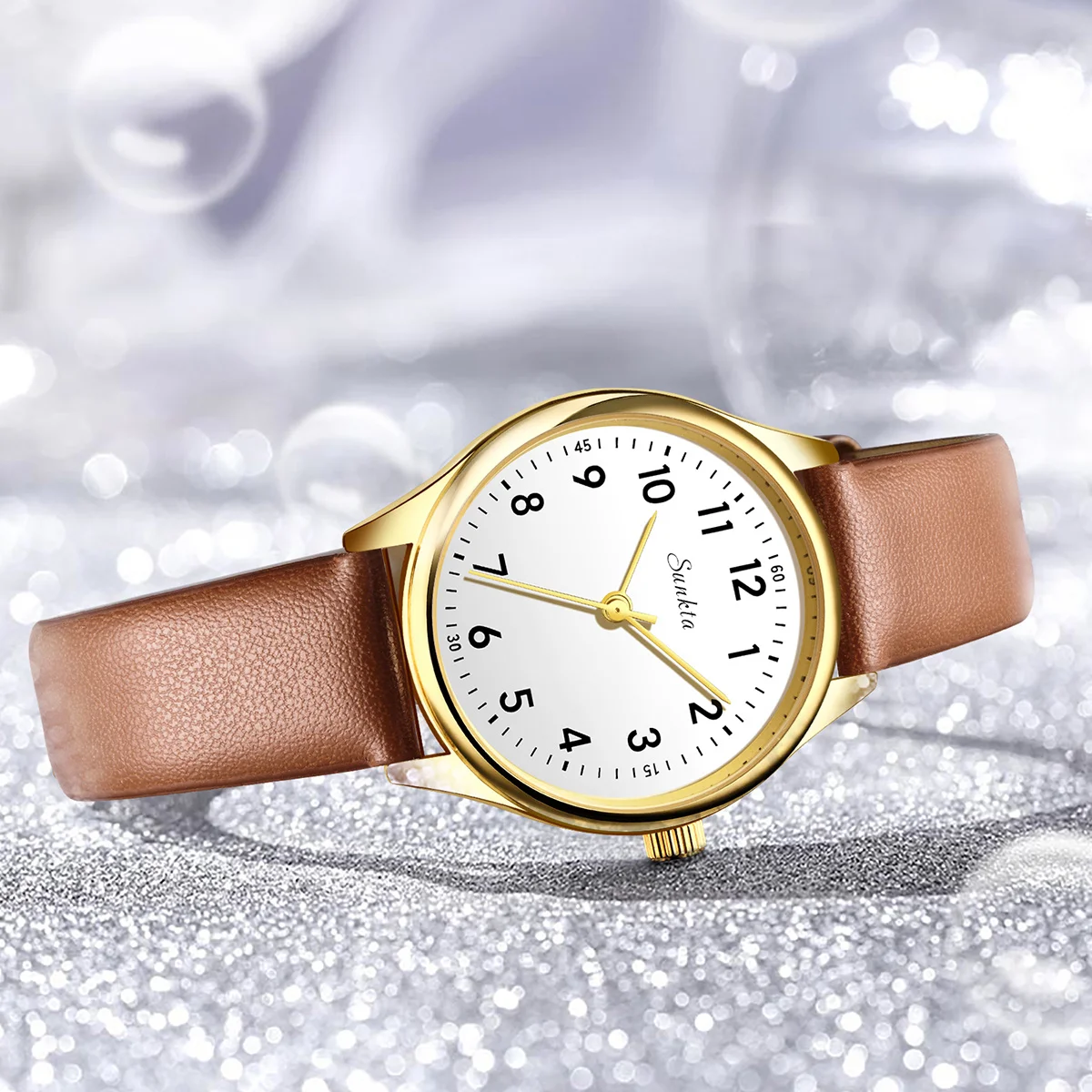 Luxury Women's Quartz Wristwatch with Leather Strap – Elegant Fashion Gift