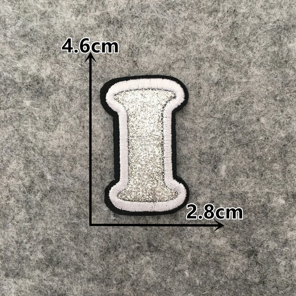 English Silver Letters Embroidery Iron-On Patches - Hot-Melt Adhesive DIY Clothing Embellishments (Set of 26)