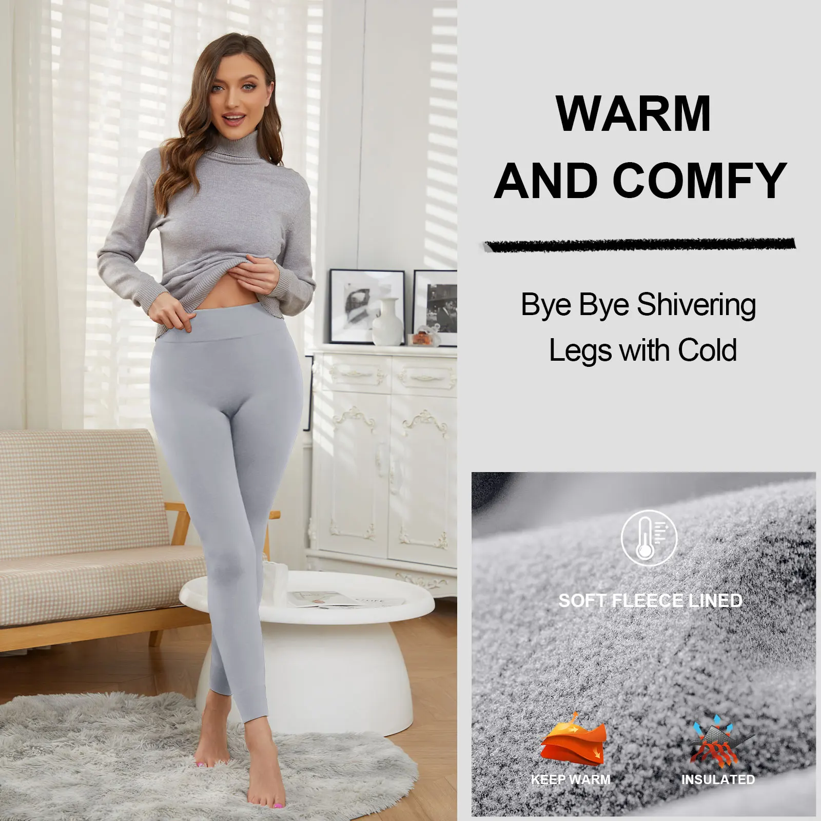 

Fleece Lined Winter Thermal Pants for Skiing Yoga Hiking Women's Thermal Leggings High-waisted Tummy Control Slimming Long Johns
