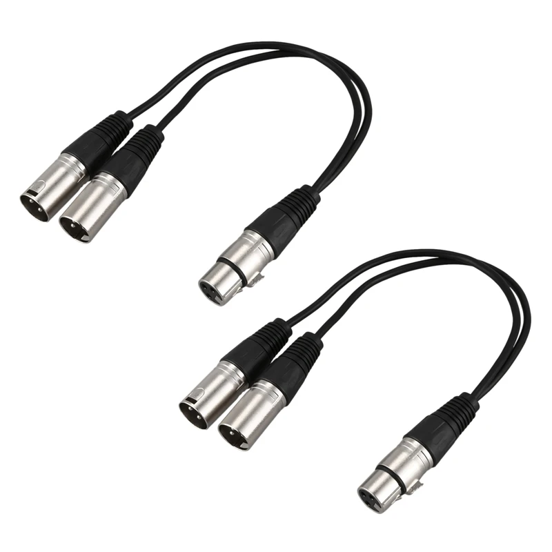 

2X New 3Pin XLR FEMALE Jack To Dual 2 MALE Plug Y SPLITTER Cable Adaptor 1 Ft Cord
