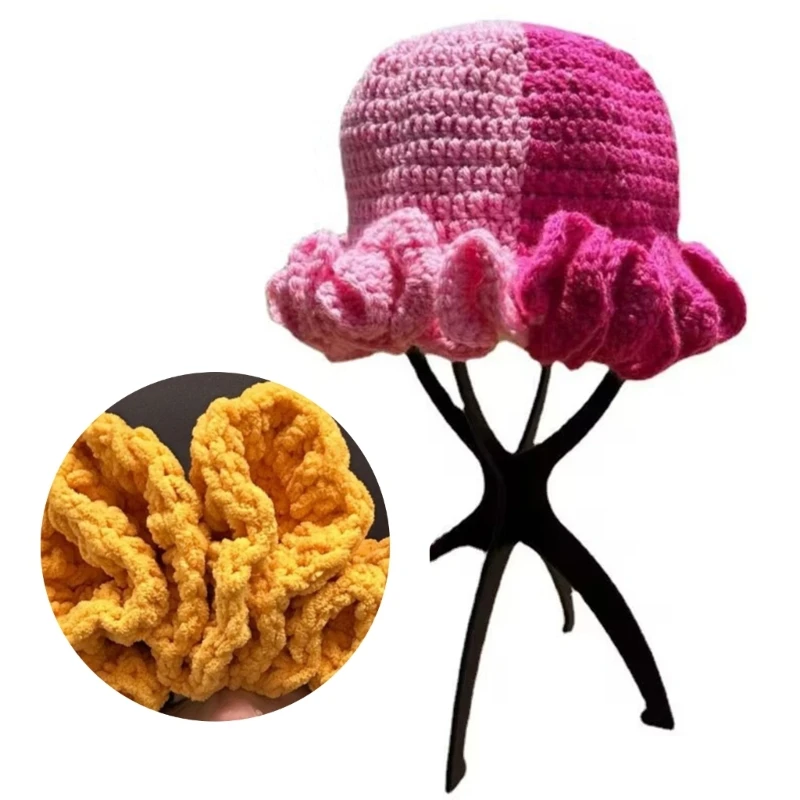 2024 New Handmade Knit Bucket Hat for Woman Weaving Floppy