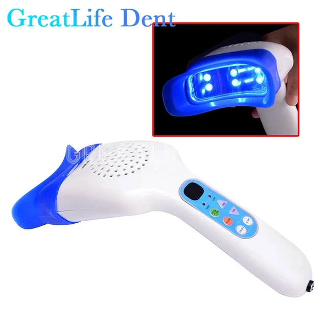 GreatLife Dent 10 Leds 3 Color Dental Hand Held Type Portabl Teeth Whitening Accelerator Mini Dental Teeth Whitening Light Lamp