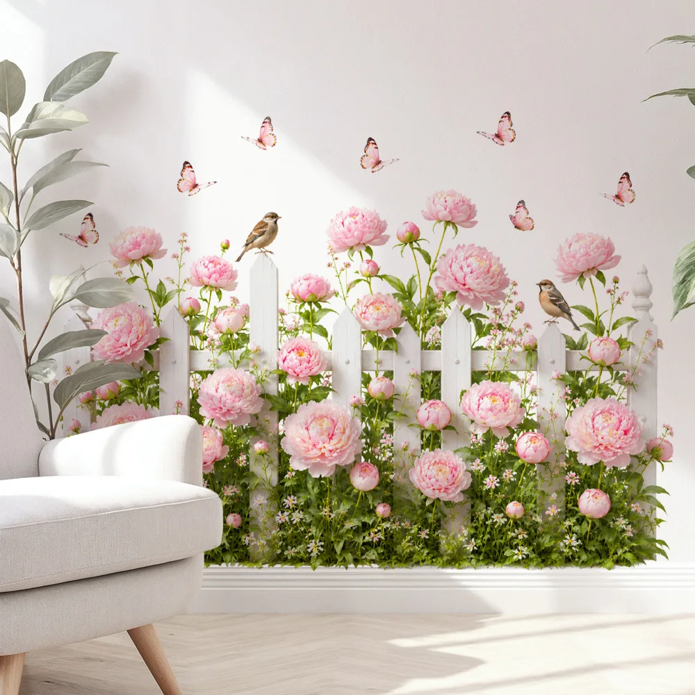 Charming Vintage Peony Bloom Removable Wall Mural Decor