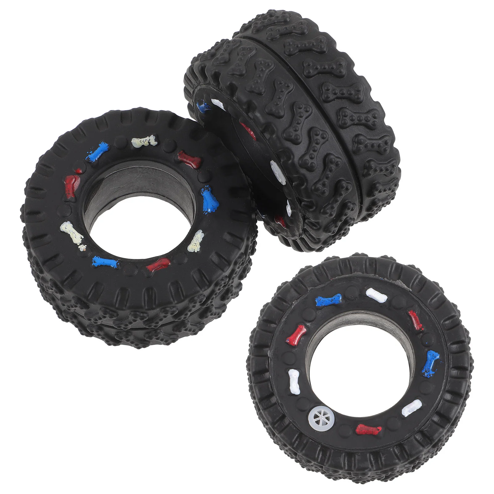 

3 Pcs Tire Dog Toys Puppy Squeaky for Large Dogs Baby Pumpkin Shape Funny Chewing Vinyl