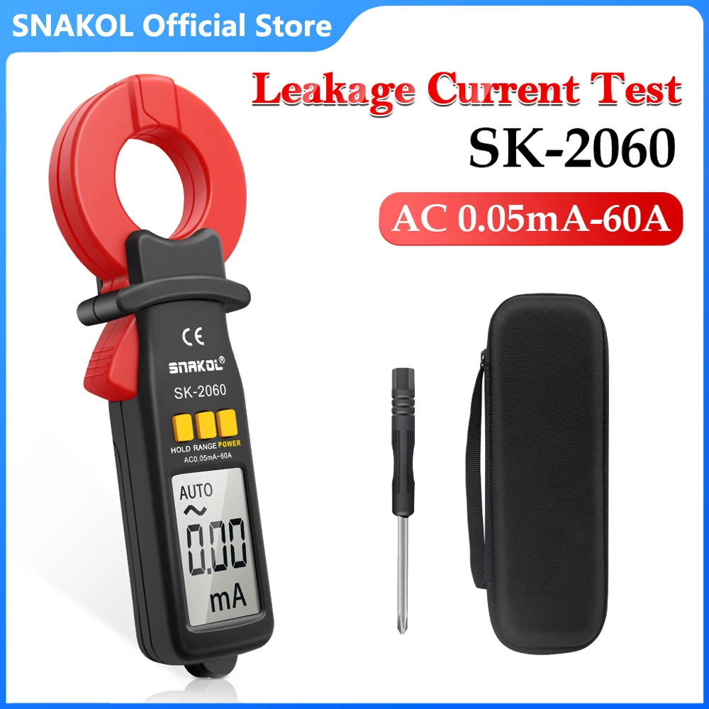 SNAKOL Digital Clamp Meter SK2060, AC 0.05mA 60A high precision professional leakage current tester pliers ammeter home appliance tools