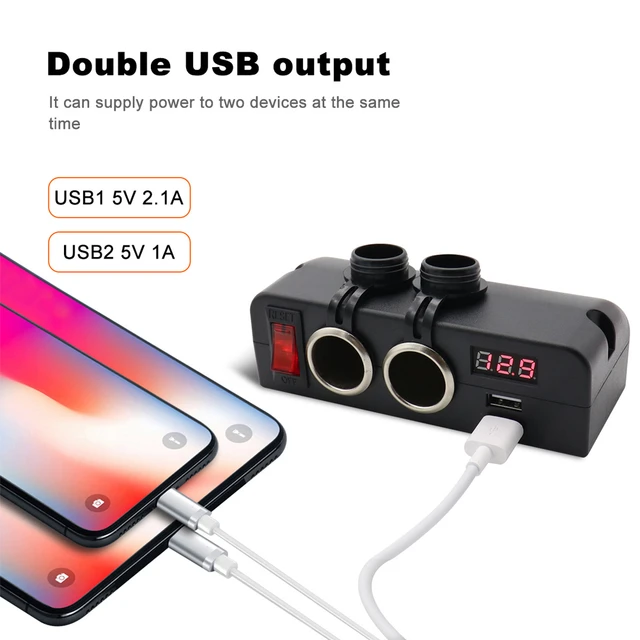 Double prise allume cigare 12 et 24V + prise USB smartphone GPS