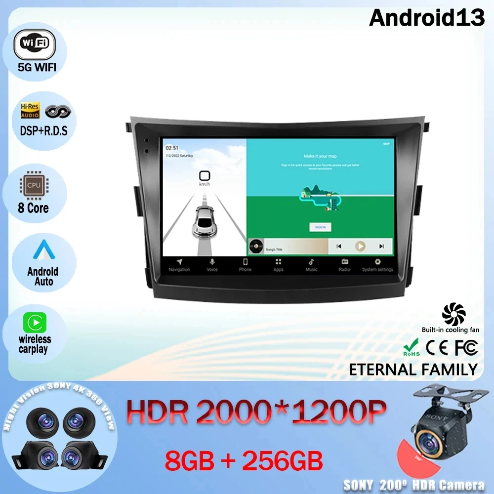 

Android 13 For SsangYong Tivoli 2015 - 2019 Car Radio Multimedia Player GPS Navigation Stereo NO 2Din BT 4G WIFI Carplay Stereo