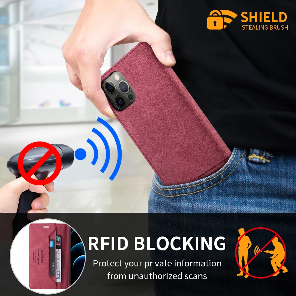 Premium Wallet RFID Blocking Magnetic Flip Leather Case