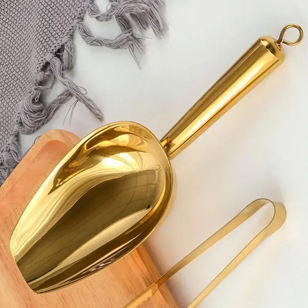 Stainless Steel Ice Scoop Candy Ice Scraper Buffet Bar Food Measuring Scoop Shovel Flour Dry Goods Shovel Kitchen Gadget,ice cream scoop,ice shovel scoop,ice cube scoop