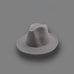 Women's Autumn & Winter Felt Fedora - Wide Brim Retro Hat - 56 - 58cm (Light Grey)