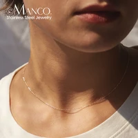 EManco – collier à chaîne Fine en acier inoxydable, pendentifs couleur or, court et Long, cadeau pour femmes, bijoux en acier inoxydable 1