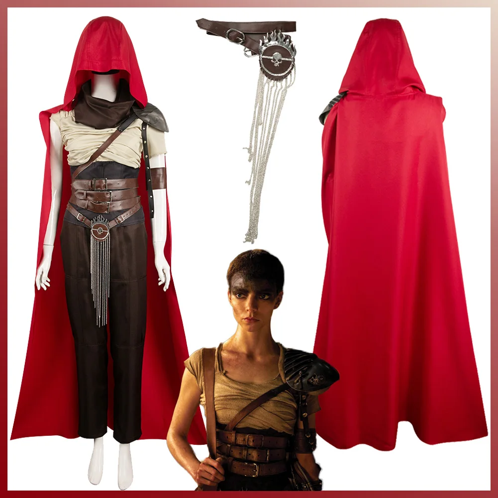 

Wholesale Furiosa Cosplay Role Play Red Cloak Suits 2024 Movie Max Mad Costume Adult Women Roleplay Female Fantasy Party Clothes