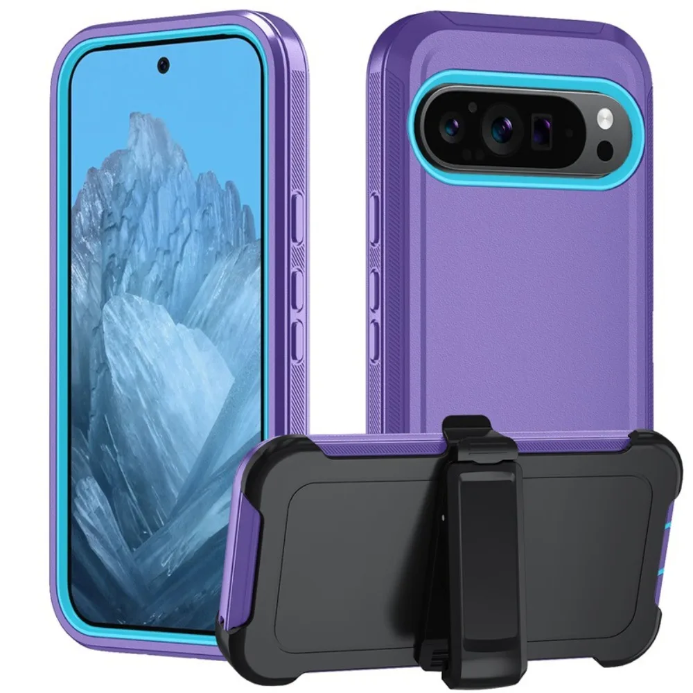 Durable Shockproof Rugged Armor Phone Case with Belt Clip and 3-Layer Hybrid Protection