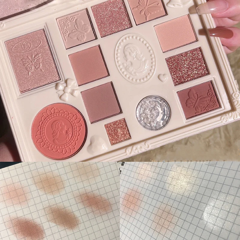 Lace Relief Eyeshadow Palette Natural Matte Glitter Pearlescent Kumquat Contour Highlighter Korean Eye Shadow Makeup CosmeticGif