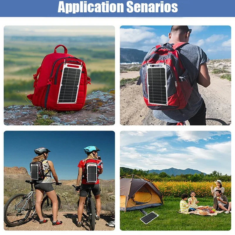 portable solar panel Solar Panel 30W USB Type-C Waterproof Outdoor Hiking Camping Portable Battery Mobile Phone Charging Bank Charging Panel 6.8V