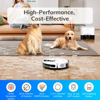 ILIFE A12 Pro Robot aspirateur et vadrouille Combo, Navigation LIDAR, dépoussiérage auto-collectionnel, aspiration 3000 Pa, application/télécommande 2