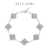 ATTAGEMS Full Moissanite Diamond Bracelet DVVS1 For Women 925 Sterling Silver Gold Plated Lucky Engagement Wedding Jewelry Gift