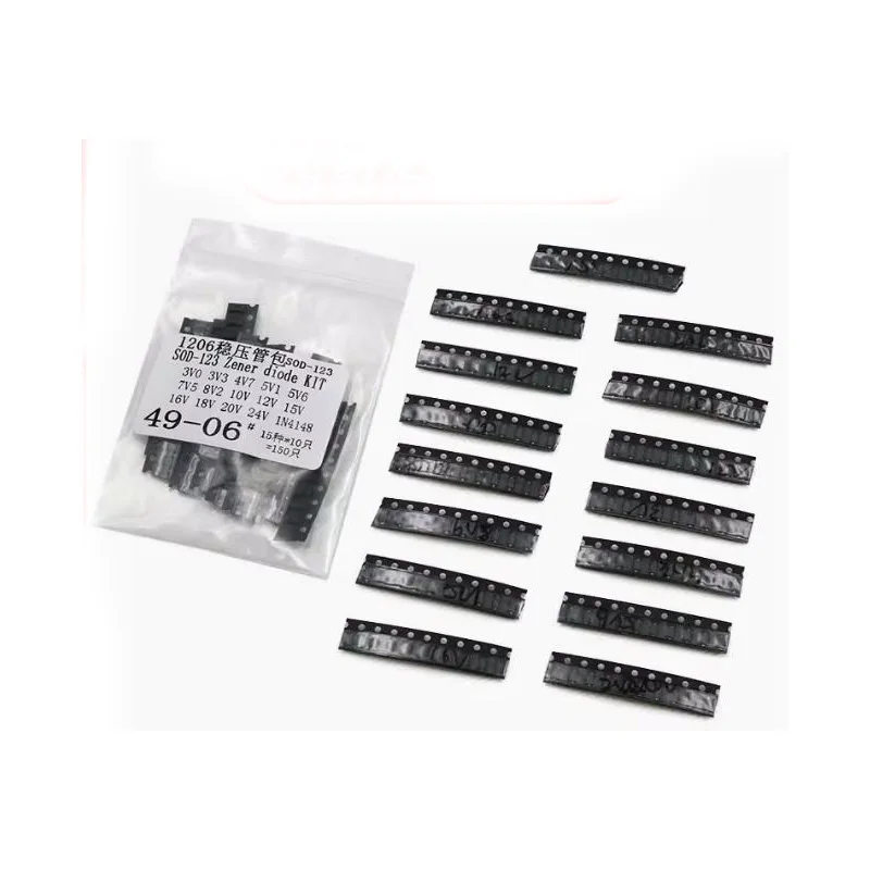 15 ценоx10 шт. = 150 шт. SOD-123 1206 0,5 Вт 3 В ~ 24 В включая 1N4148 SMD стабилитрон, набор различных диодов