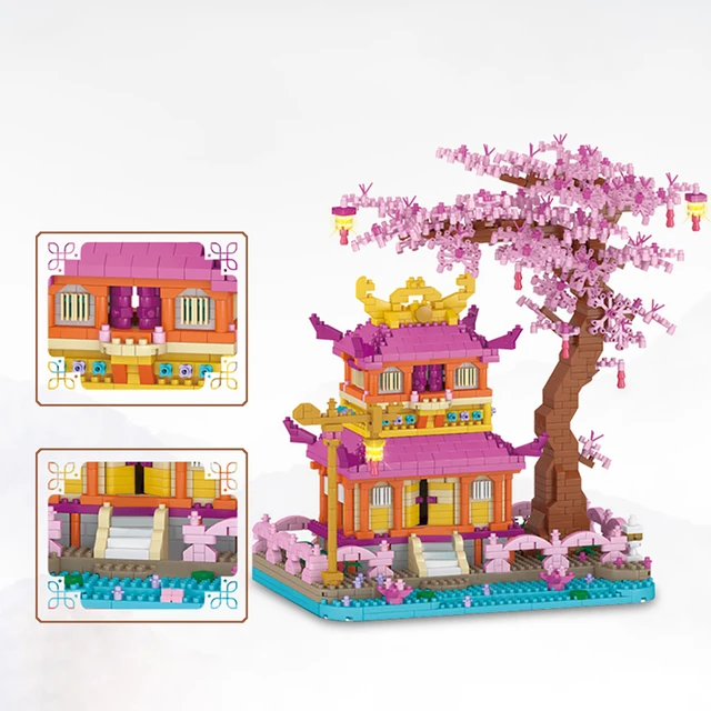 2028pcs Bloques Construcción Casa Árbol Sakura Rosa - Juguetes