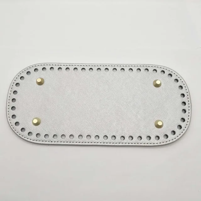 Long Bottom for Knitted Bags PU leather Bag Accessories Handmade Bottom DIY Crochet Bag Bottoms for Women Handbag silver