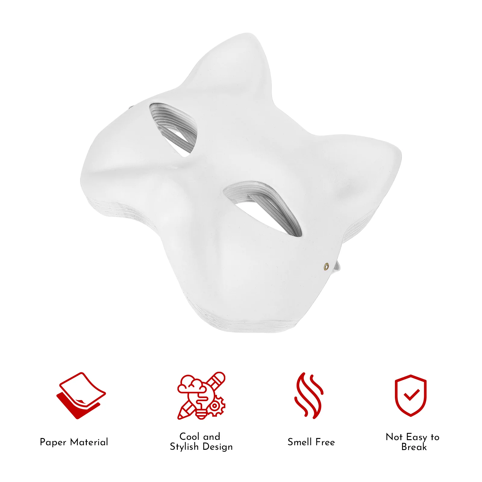 White Mold Miss Cosplay Accessories Paintable Animal Masks Masquerade Cat Face 10 Pcs