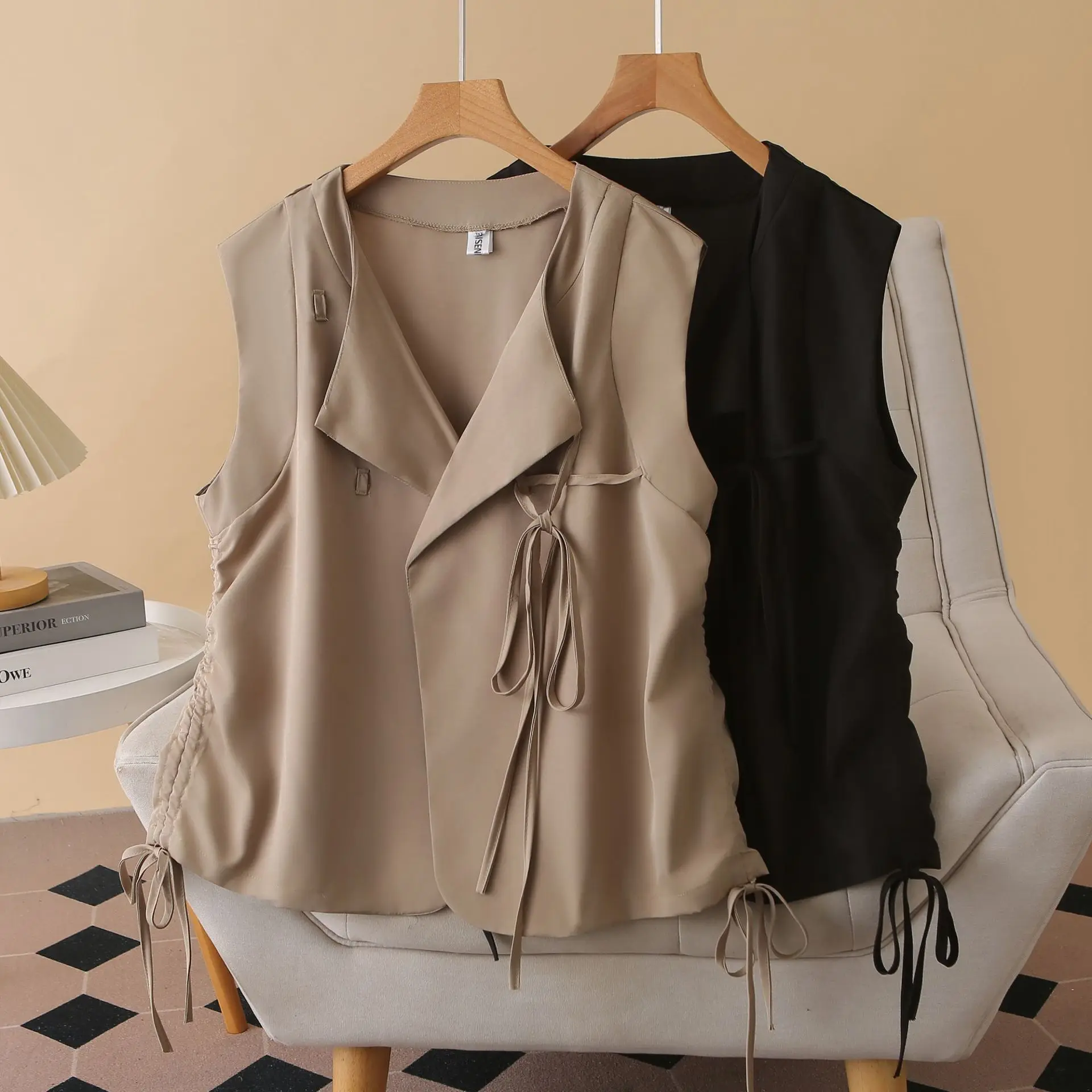 XXXXL Fashion Plus Size Women's Sleeveless Vest Autumn New Stylish lace-up Waistcoat