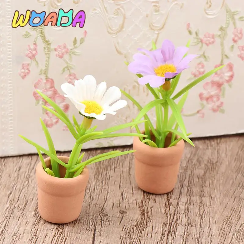 1/12 인형의 집 미니어처 꽃 식물 화분 모델, 인형의 집 집 장식, 어린이 완구용 정원 액세서리