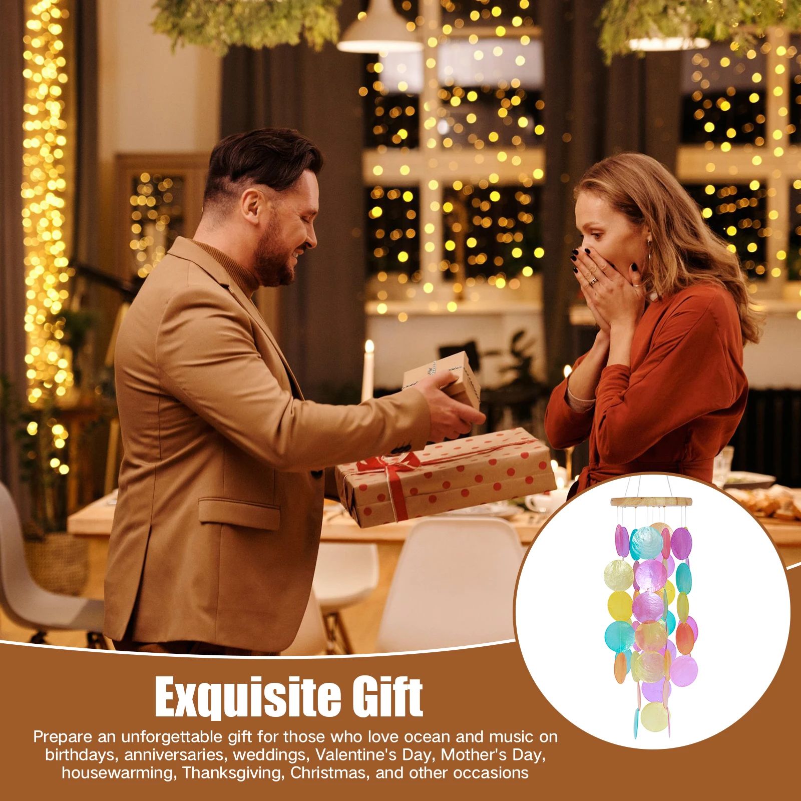 Shell Wind Chimes Hanging Handmade Colorful Shell Wind Chimes Delicate Outdoor Wind Chimes Decoration Lightweight Waterproof